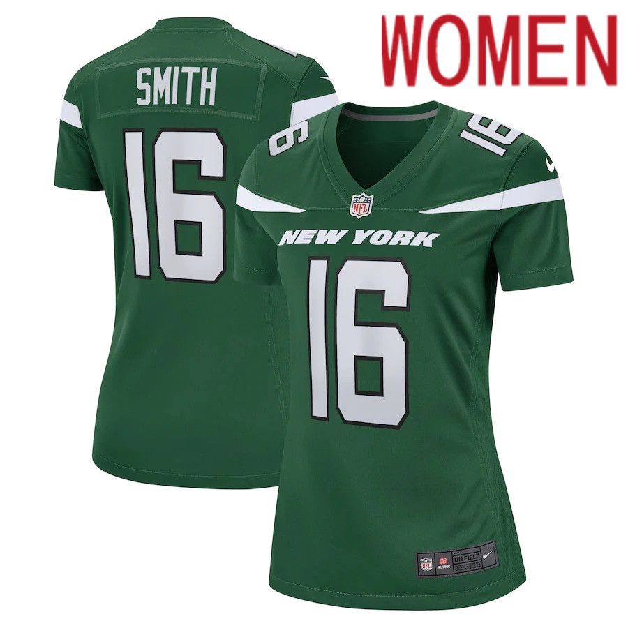 Women New York Jets #16 Jeff Smith Nike Gotham Green Game NFL Jersey->women nfl jersey->Women Jersey